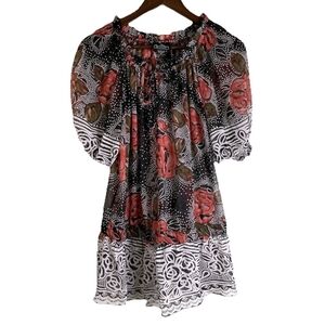 Angie Sheer Floral Off-Shoulder Top S